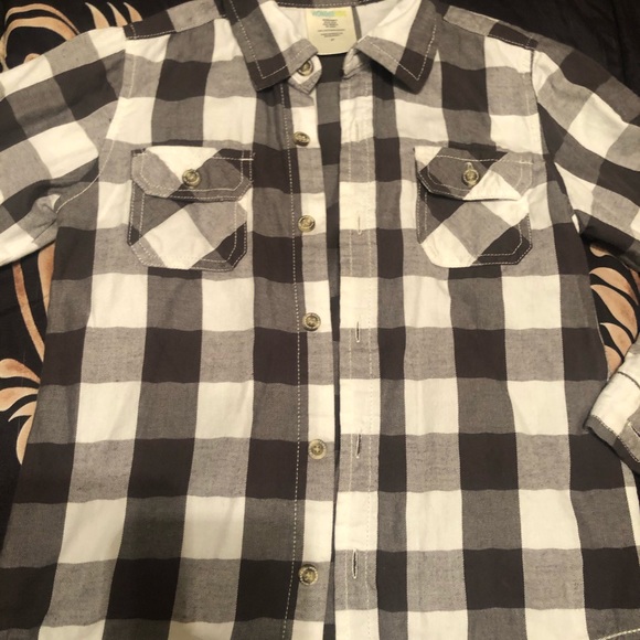 Little Boys Brown & White Button Up Flannel 5T - Picture 5 of 6